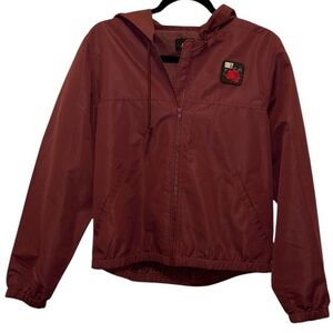 Obey Maroon Red Hooded windbreaker Jacket